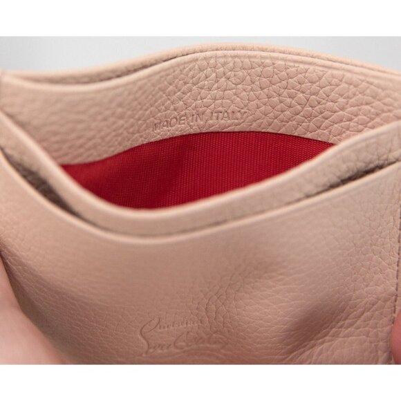 Christian Louboutin Kios Iridescent Studded Pink Leather Card Case Wallet NWT - Picture 7 of 10